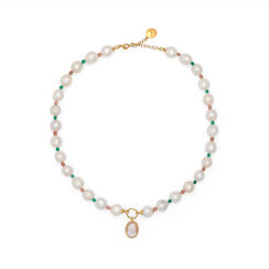 Pearl and porcelain cameo statement necklace by Vintouch